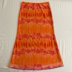 unif floral midi skirt